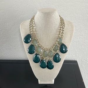 Banana Republic Two Tiered Green Jeweled Necklace